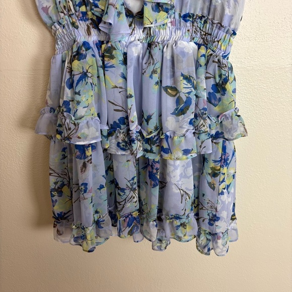 Misa Los Angeles Revolve Alona Mini Dress Periwinkle Floral Ruffles Womens Sz S - Picture 7 of 10